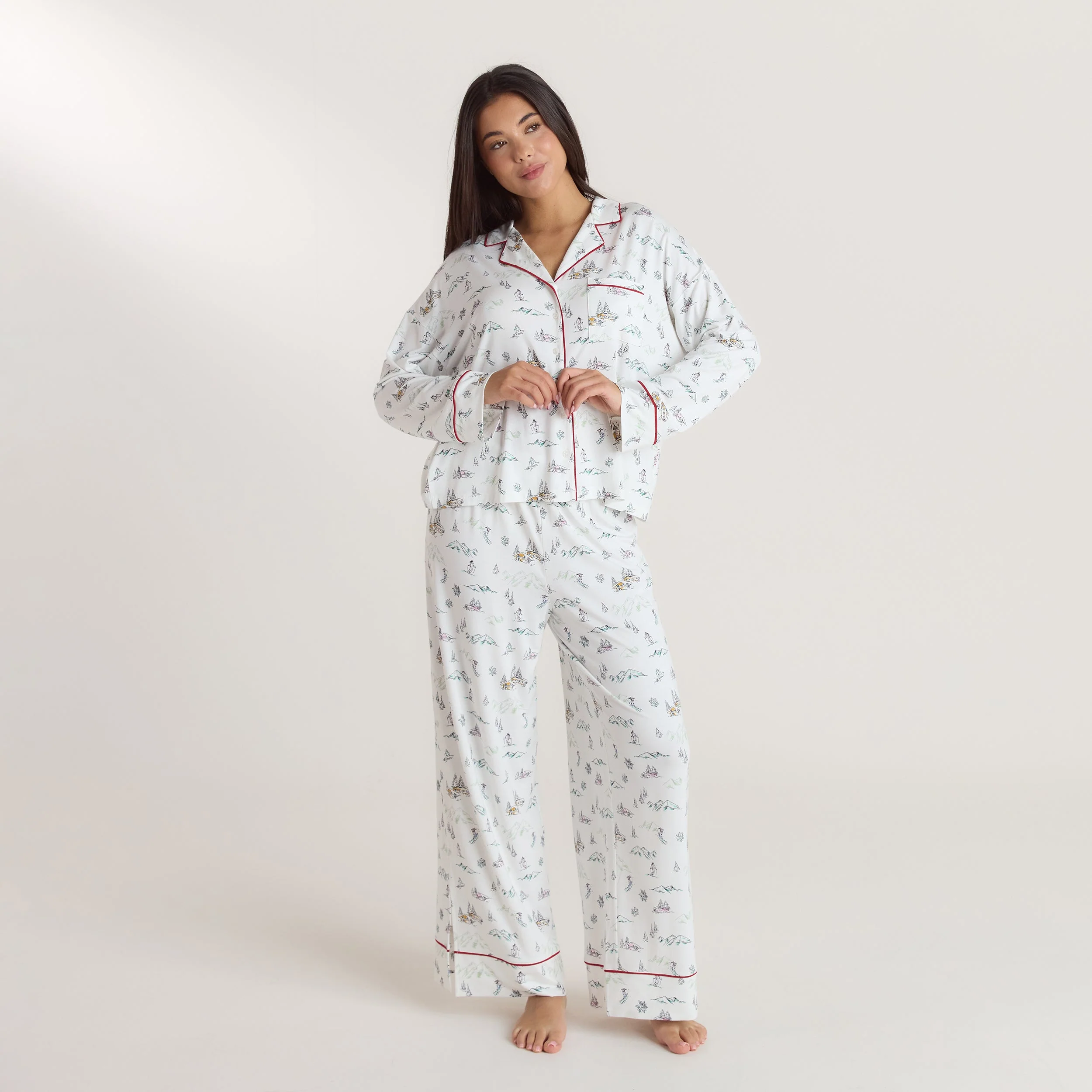 Alpine Dreams Pyjama Shirt - Ski Print - Image 3