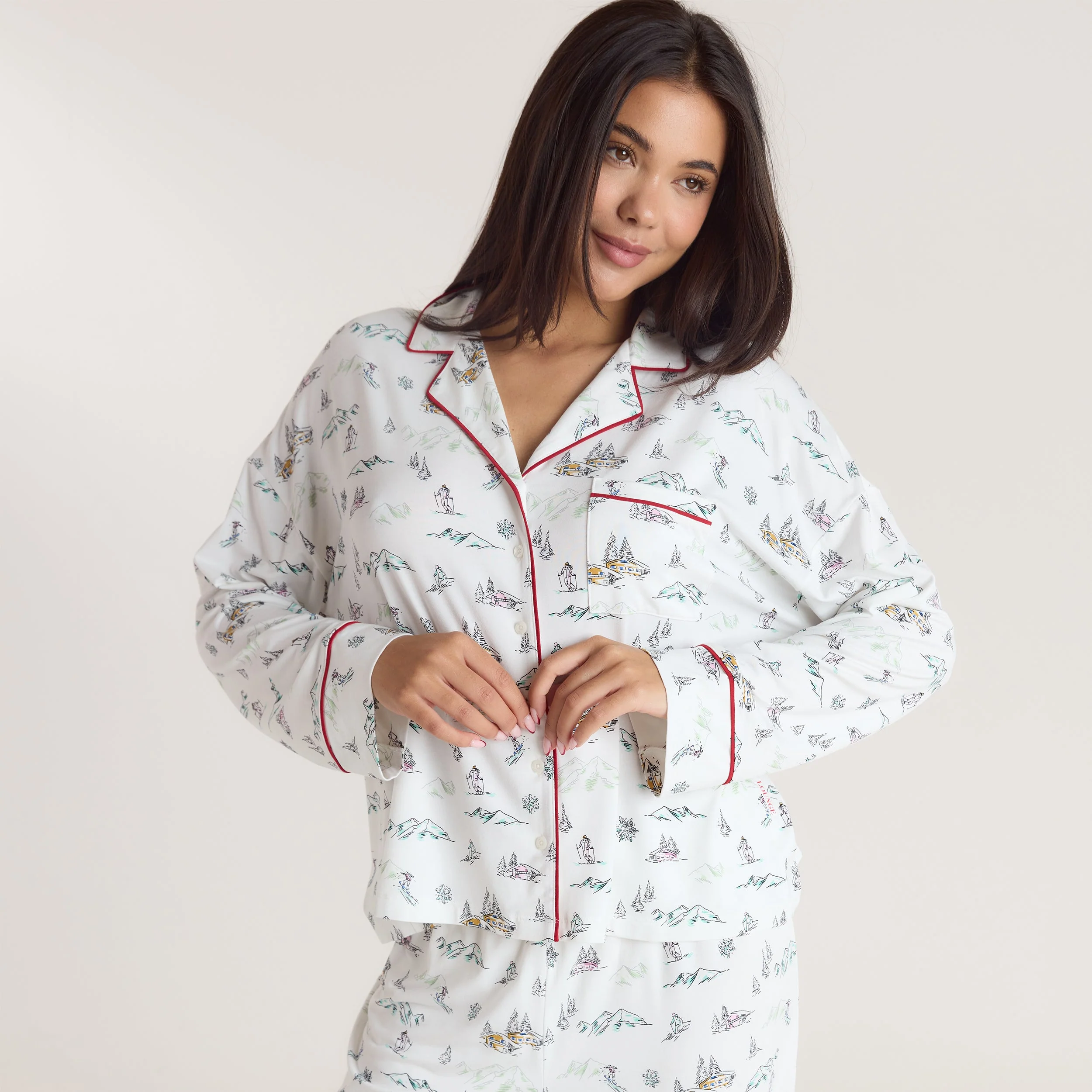 Alpine Dreams Pyjama Shirt - Ski Print - Image 4