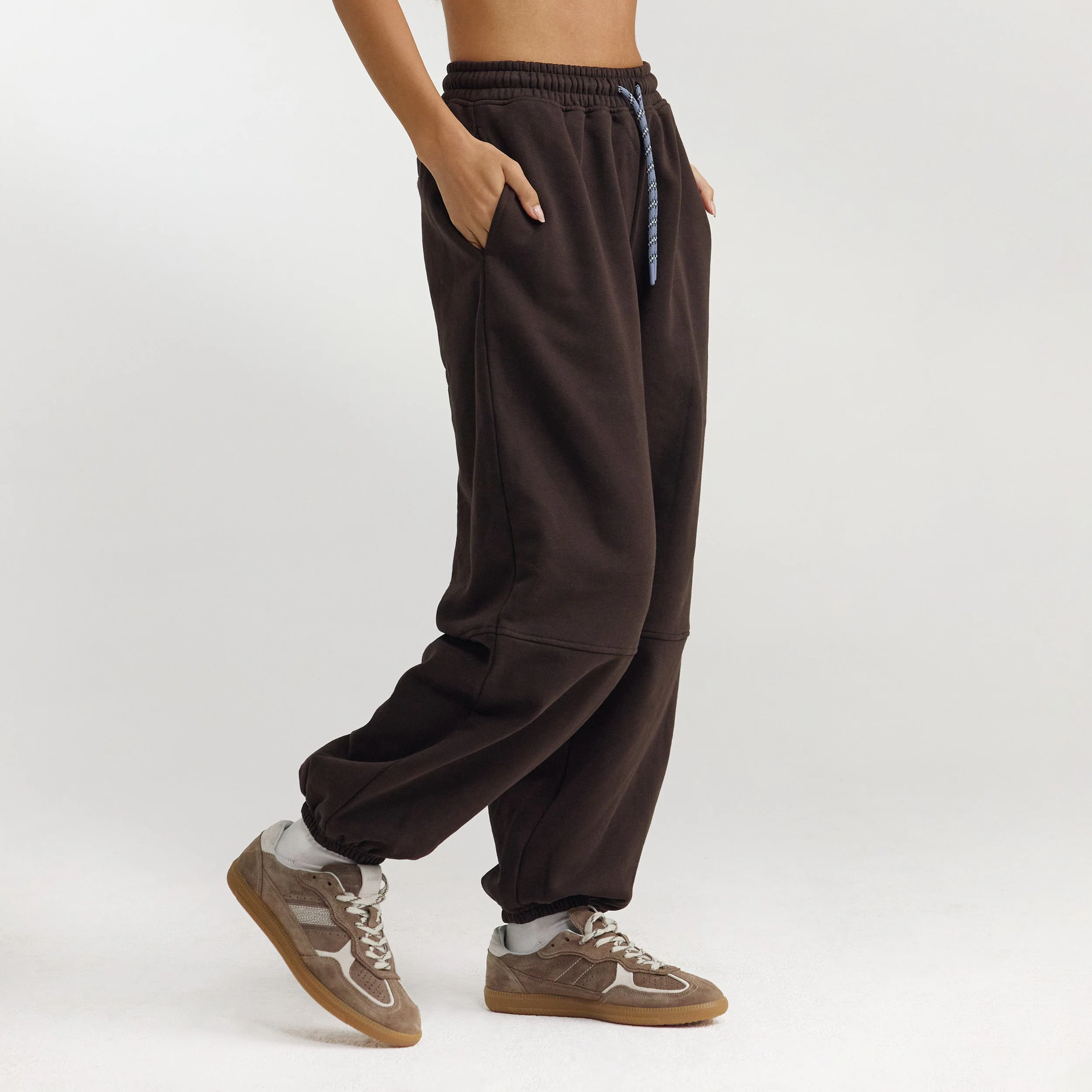 Barrel Leg Joggers - Dark Chocolate - Image 3
