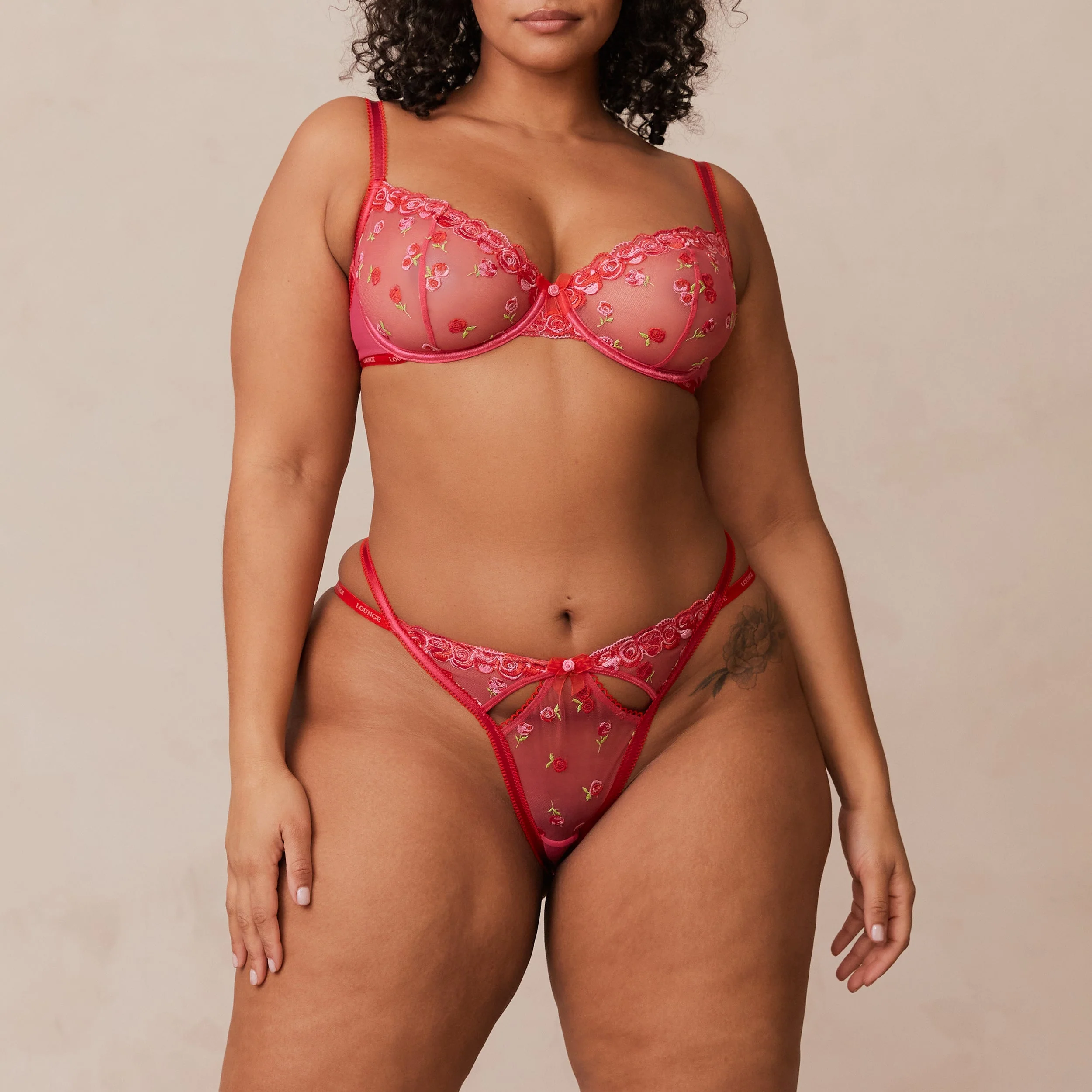 Blush Embroidered Balcony Bra  - Hot Pink - Image 19