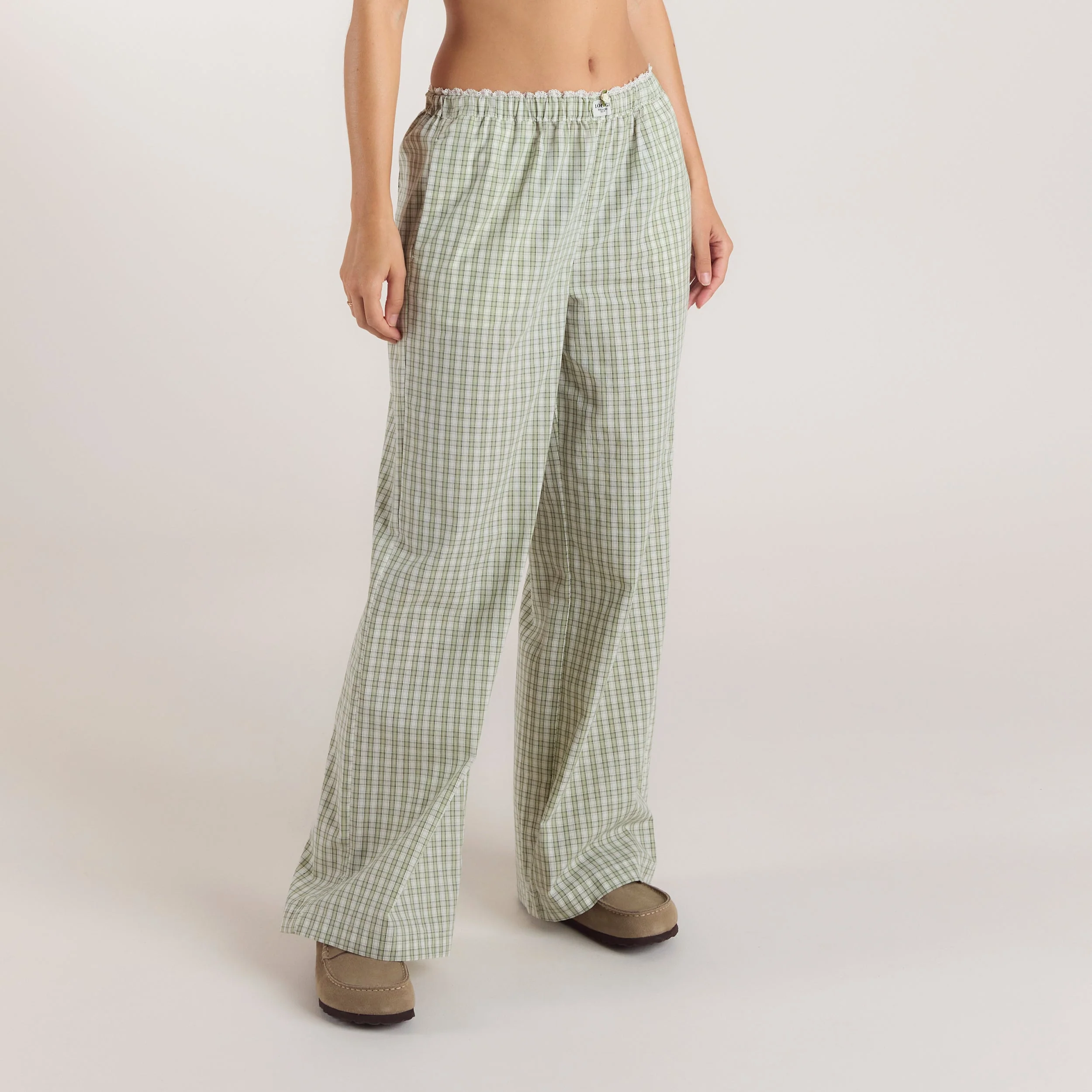 Check Cotton Trousers - Green - Image 4