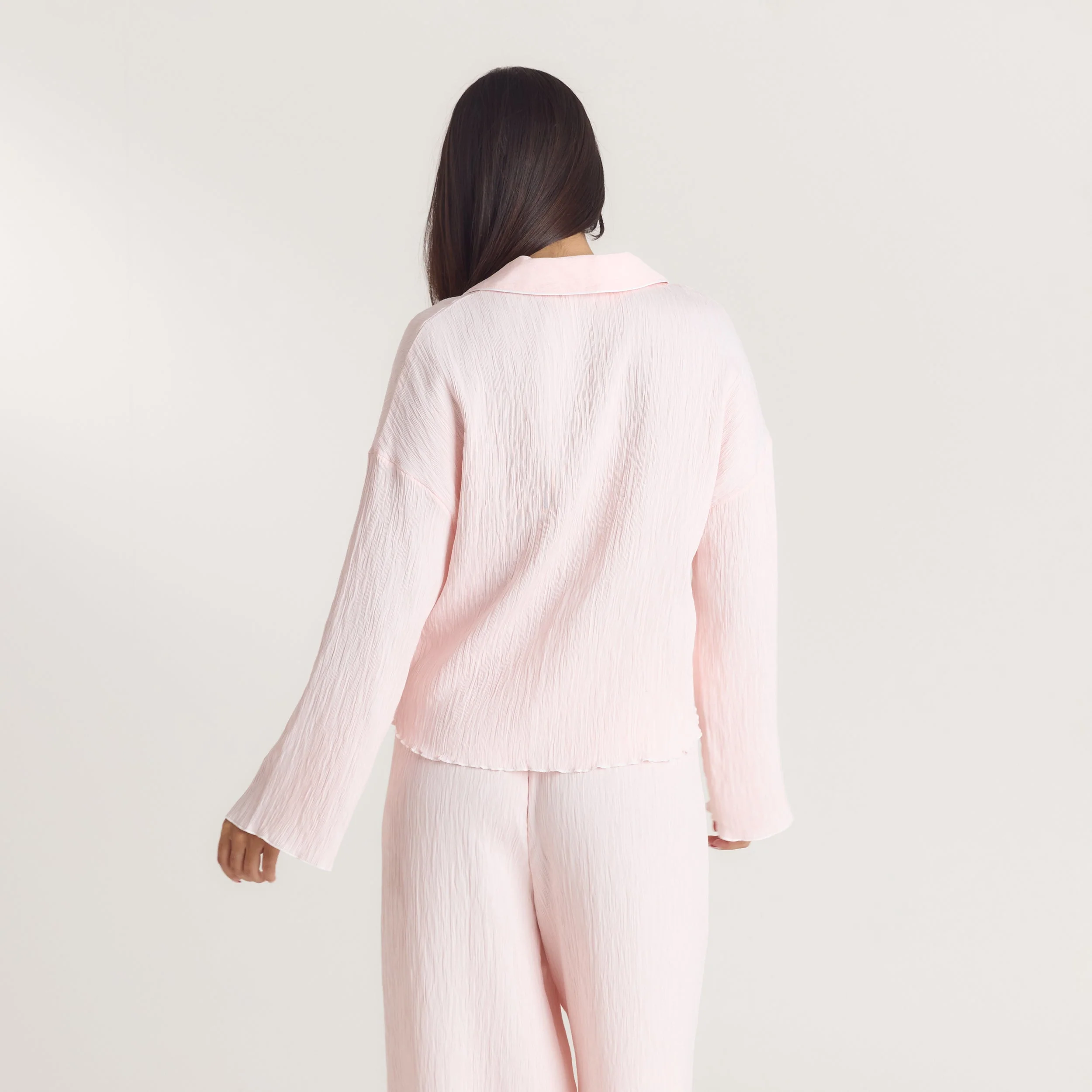 Crinkle Pyjama Shirt - Pink - Image 2
