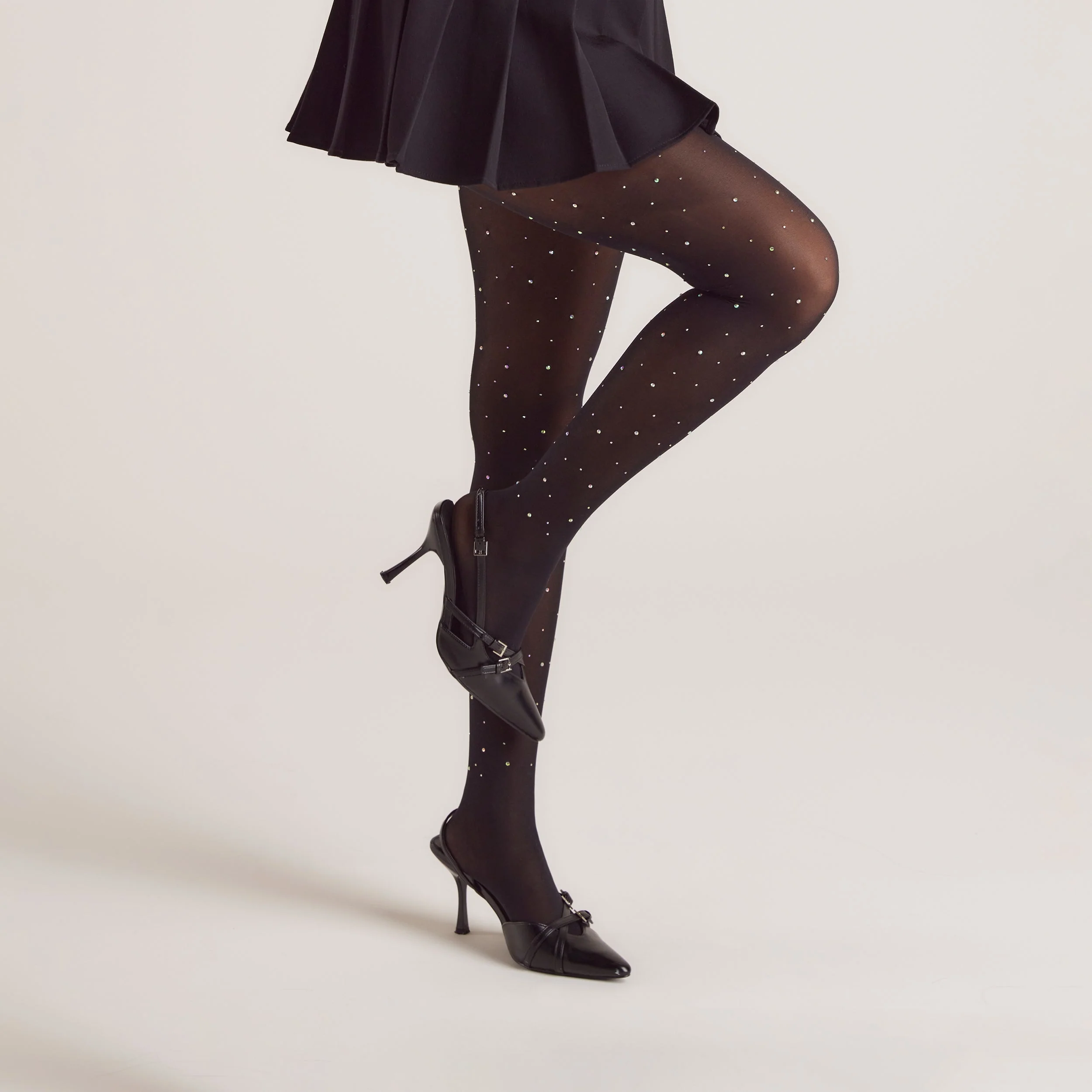 Diamanté Tights (40 Denier) - Black - Image 5