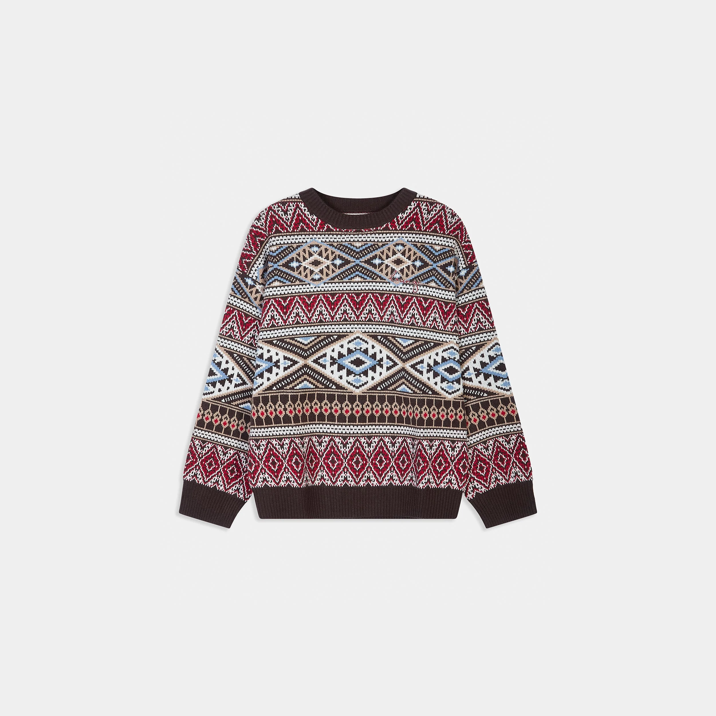 Fairisle Knitted Jumper - Brown/Red - Image 7
