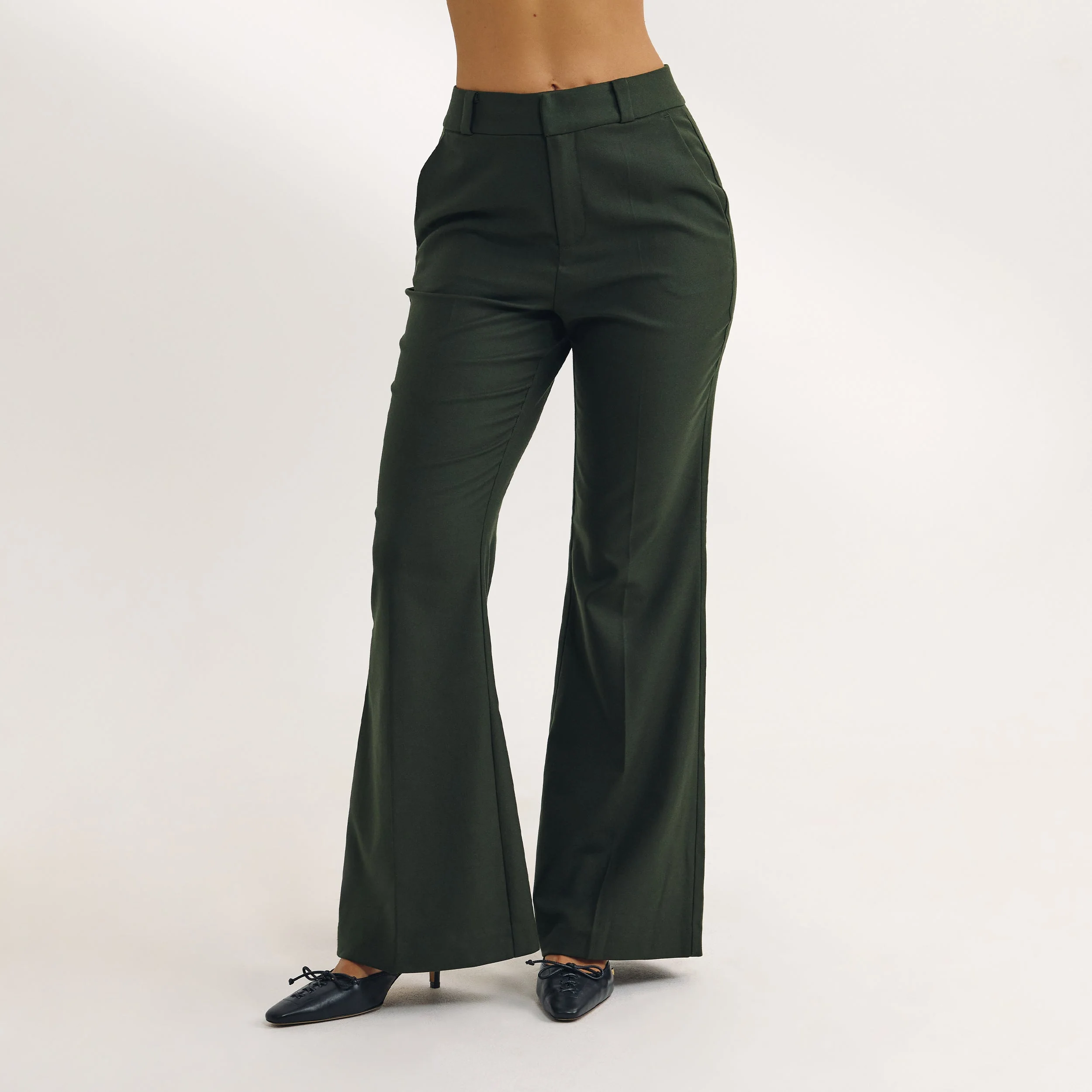 Flared Trousers - Dark Green - Image 2