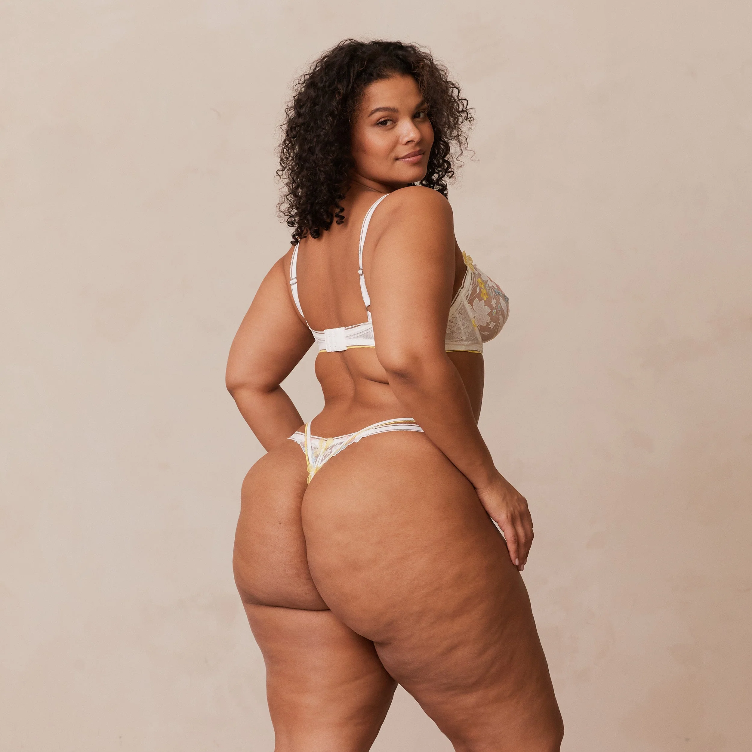 Fleur Balcony Bra  - White & Yellow - Image 8