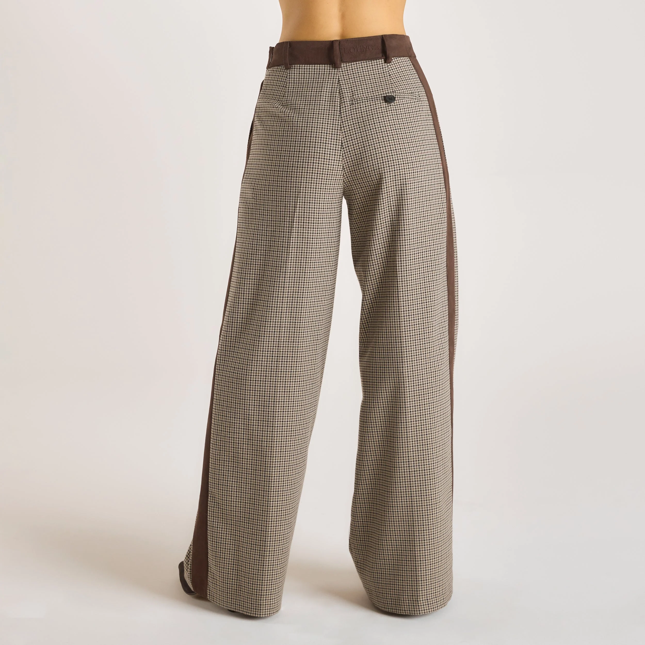 Houndstooth Trousers - Brown - Image 2