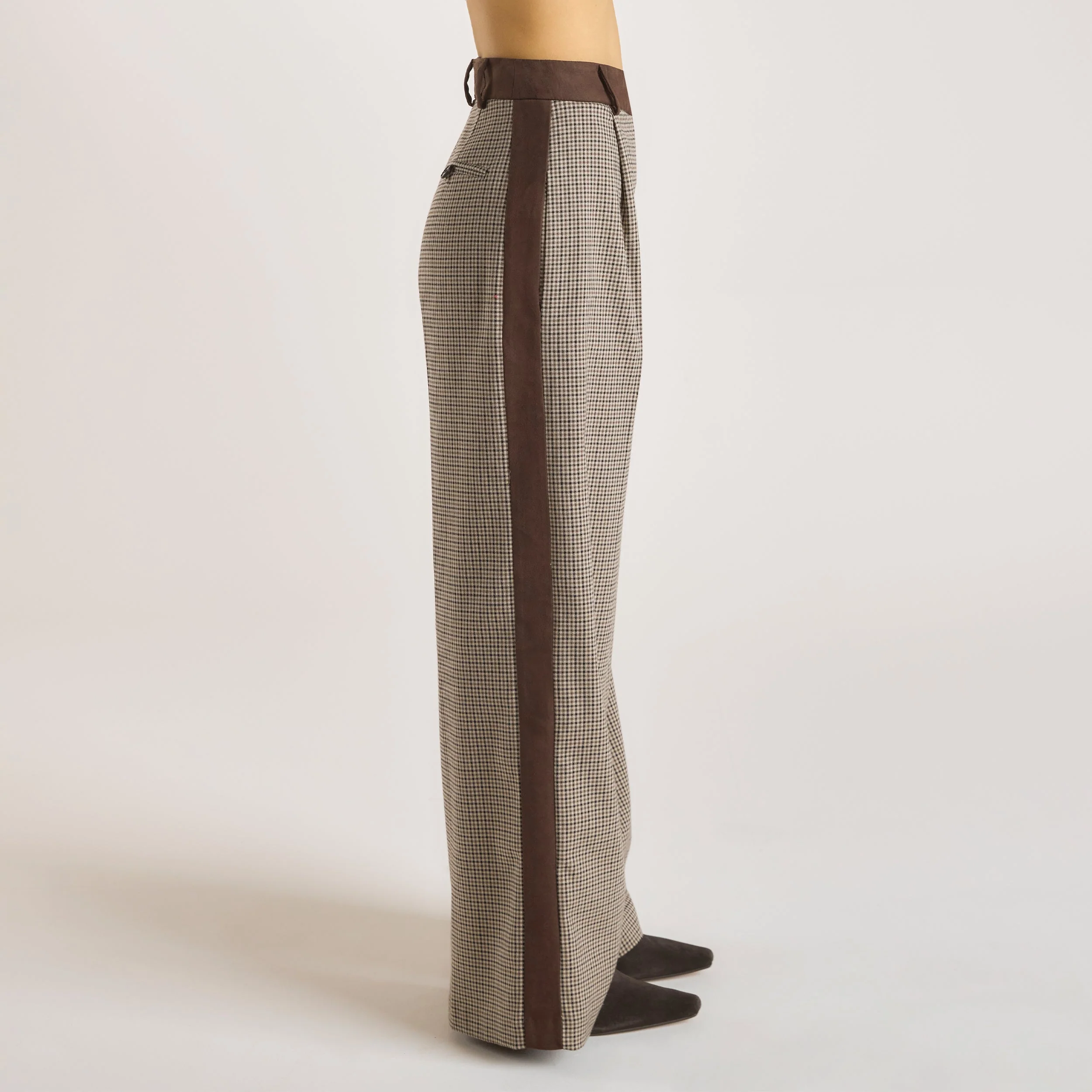 Houndstooth Trousers - Brown - Image 3