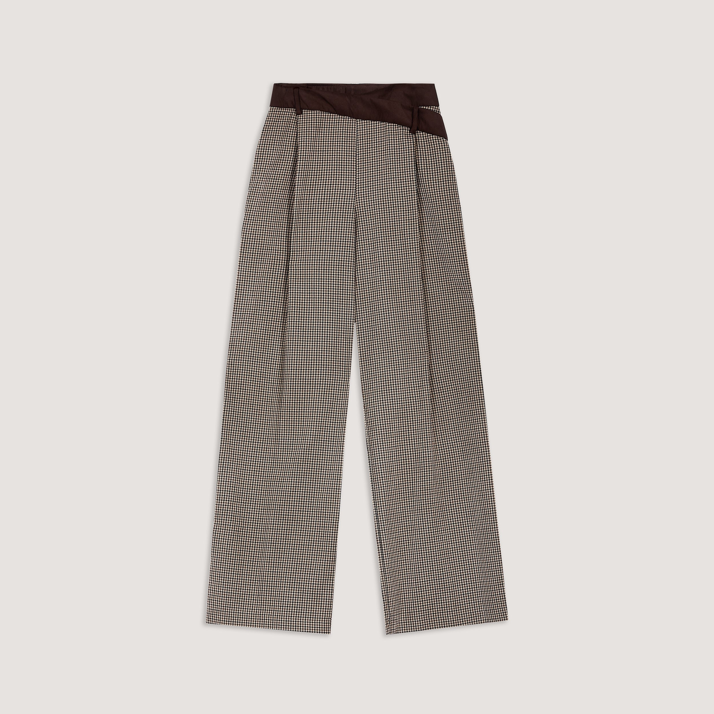 Houndstooth Trousers - Brown - Image 7