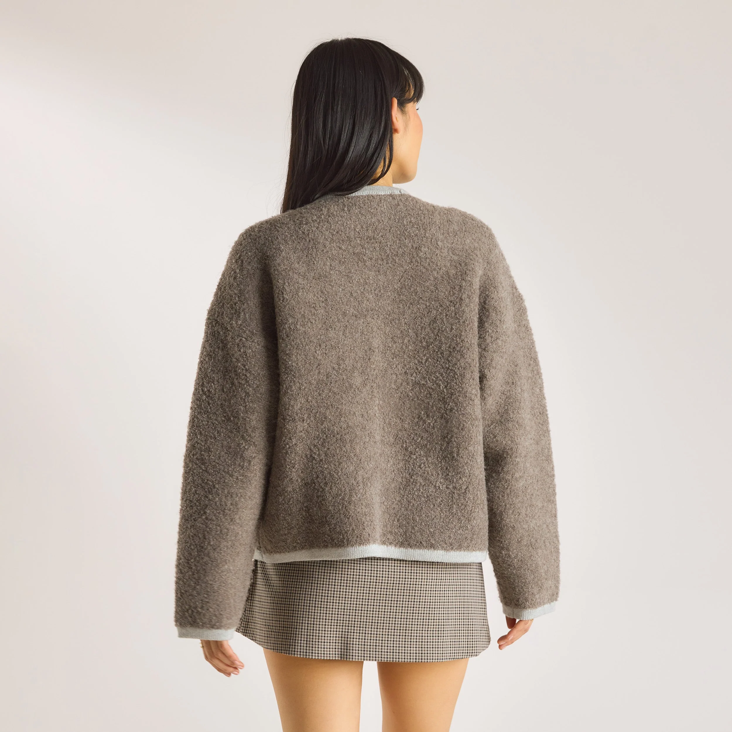 Knitted Wool Blend Jacket - Truffle - Image 3