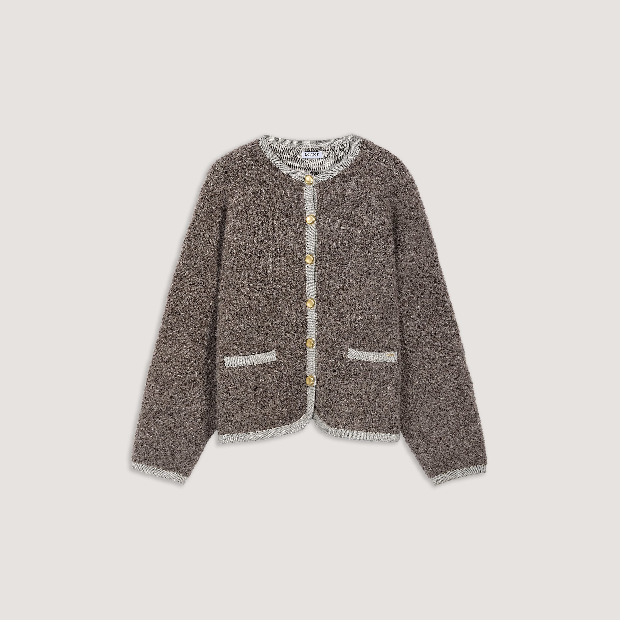 Knitted Wool Blend Jacket - Truffle - Image 7
