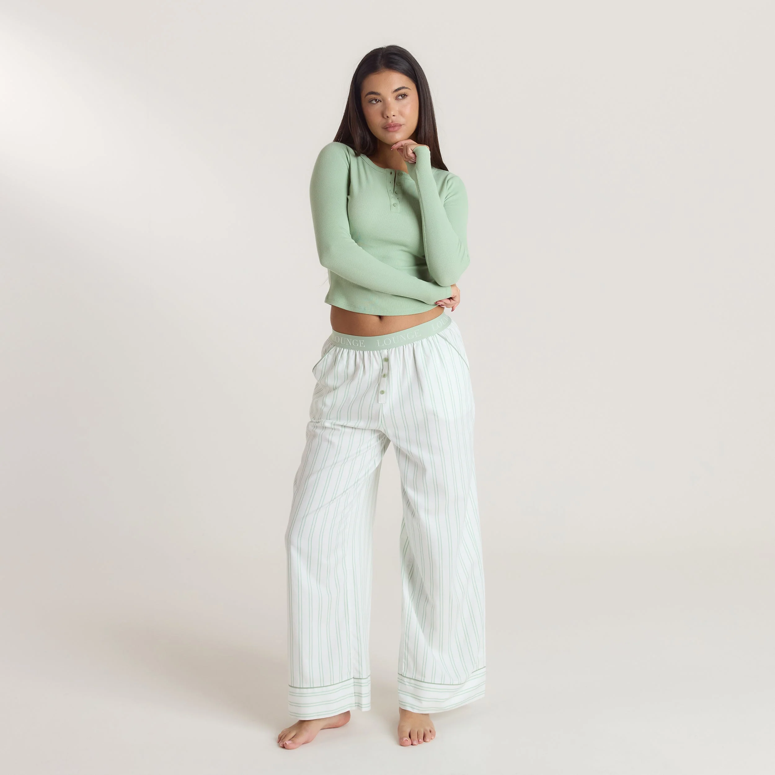 Mistletoe Pyjama Bottoms - Sage - Image 3