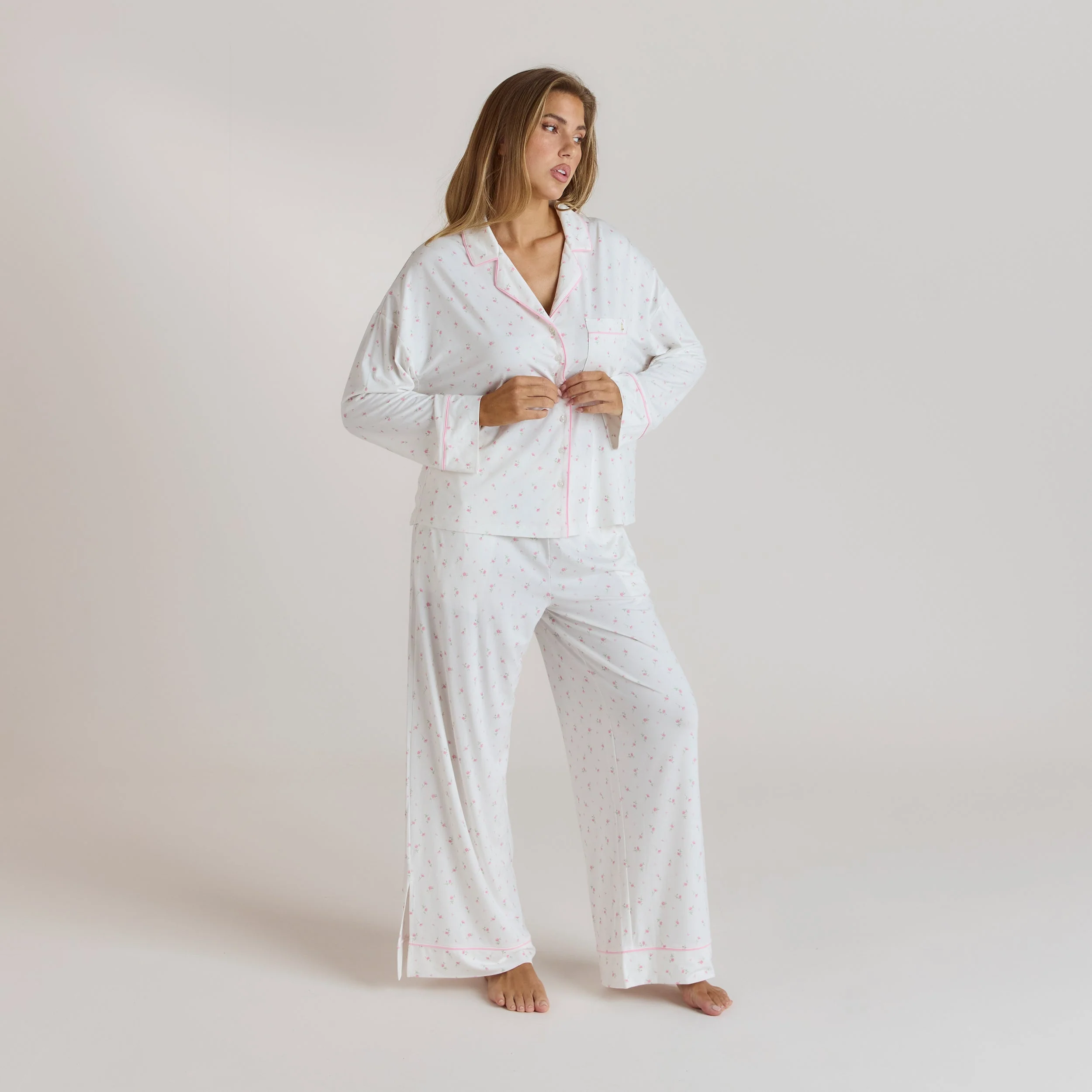 Modal Pyjama Bottoms - Floral Print - Image 3