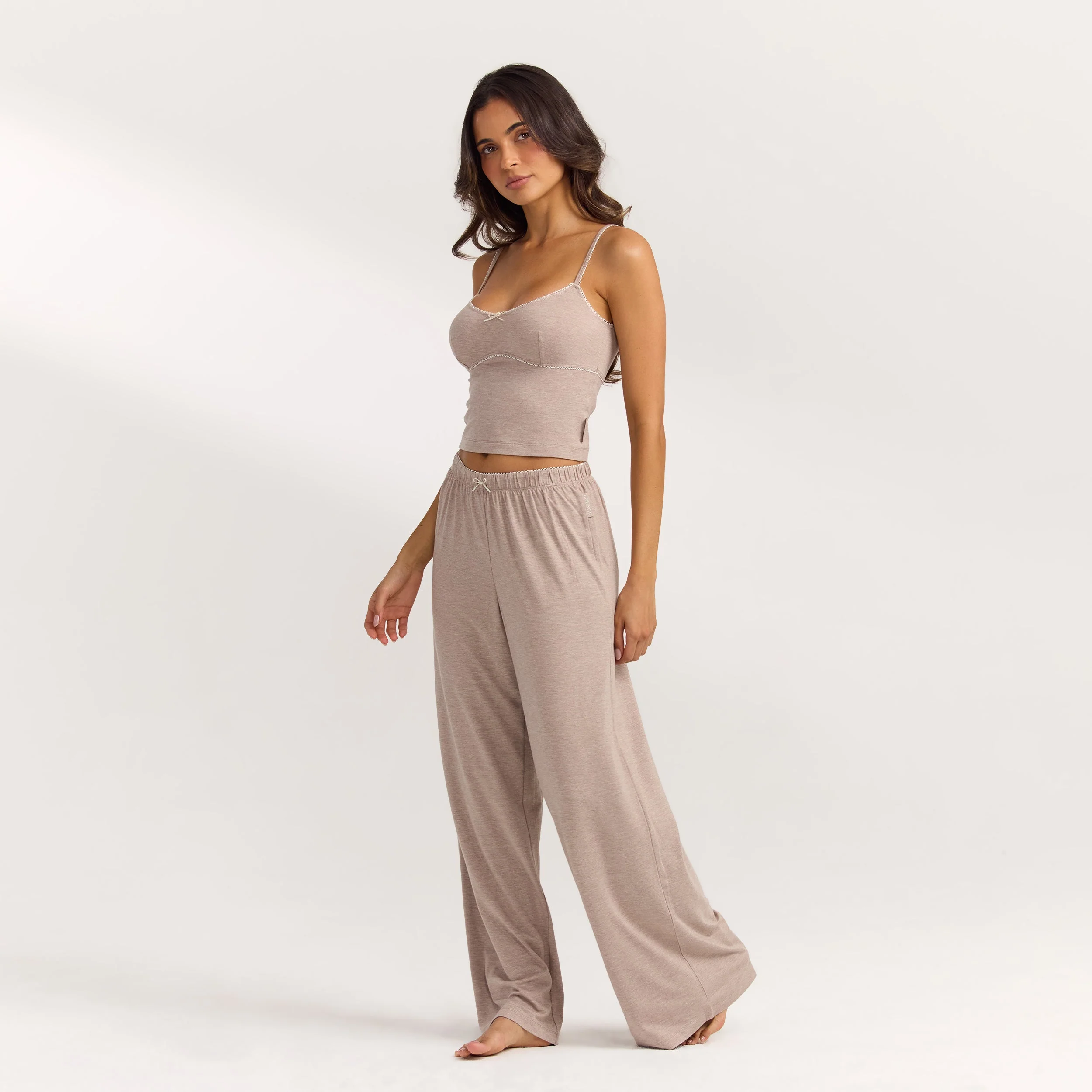 Modal Straight-Leg Pyjama Bottoms - Brown Marl - Image 6