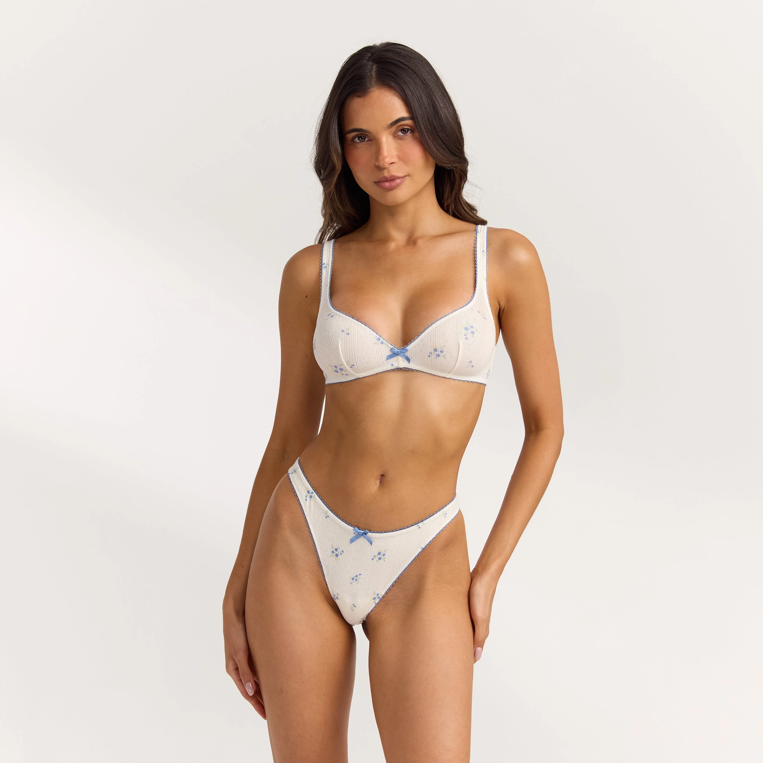 Pointelle Bralette - Ditsy Floral Print - Image 3