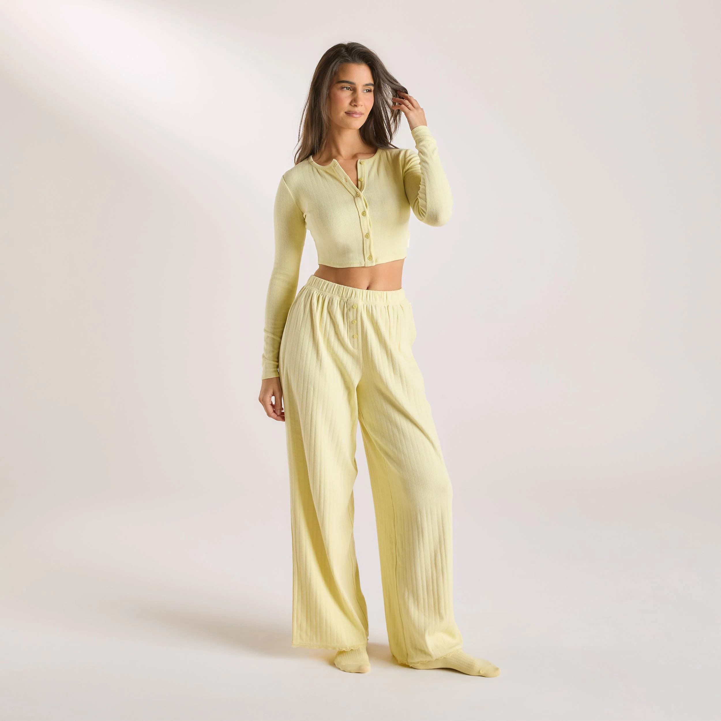 Pointelle Pyjama Bottoms - Buttercup Yellow - Image 3