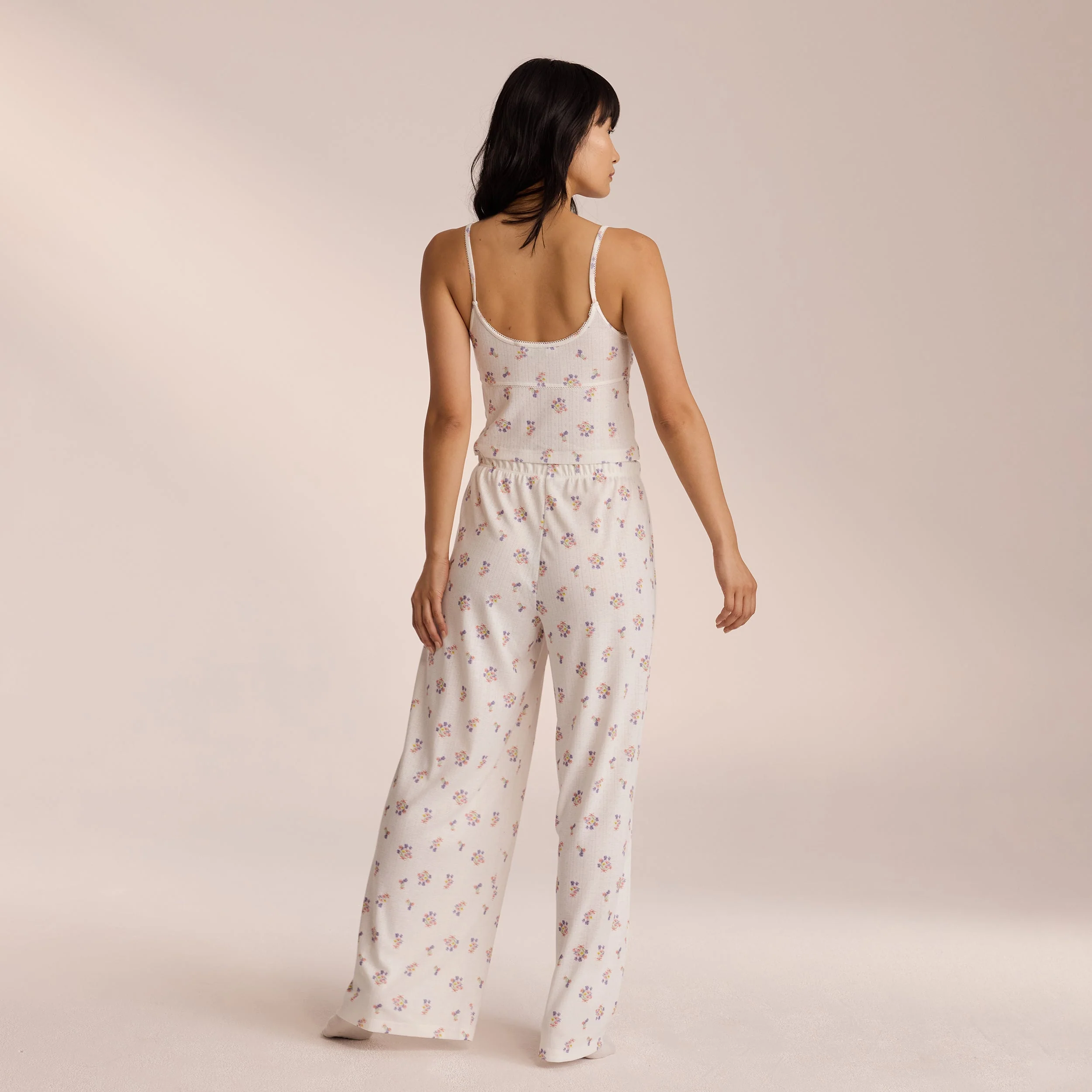 Pointelle Pyjama Bottoms - White Floral - Image 2