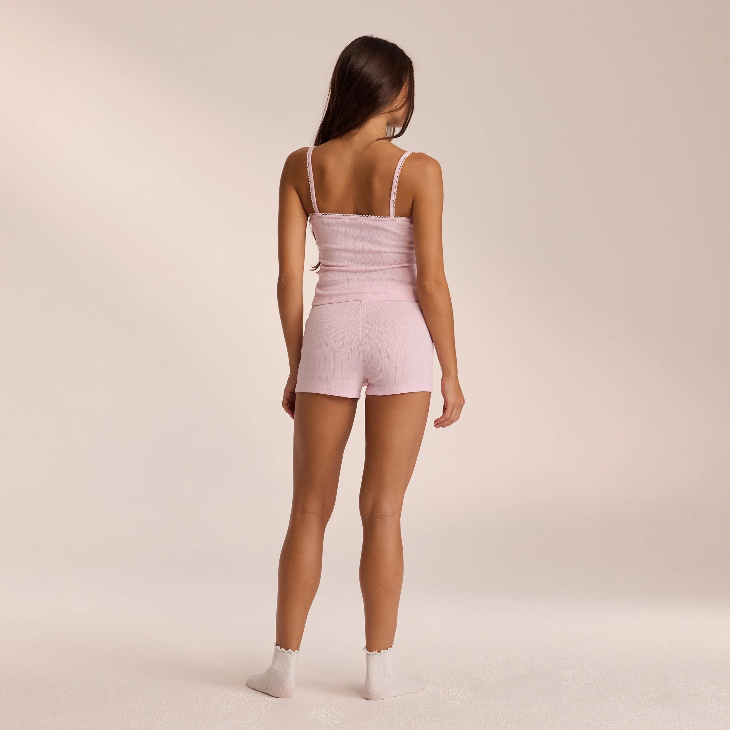 Pointelle Pyjama Shorts - Pink - Image 6