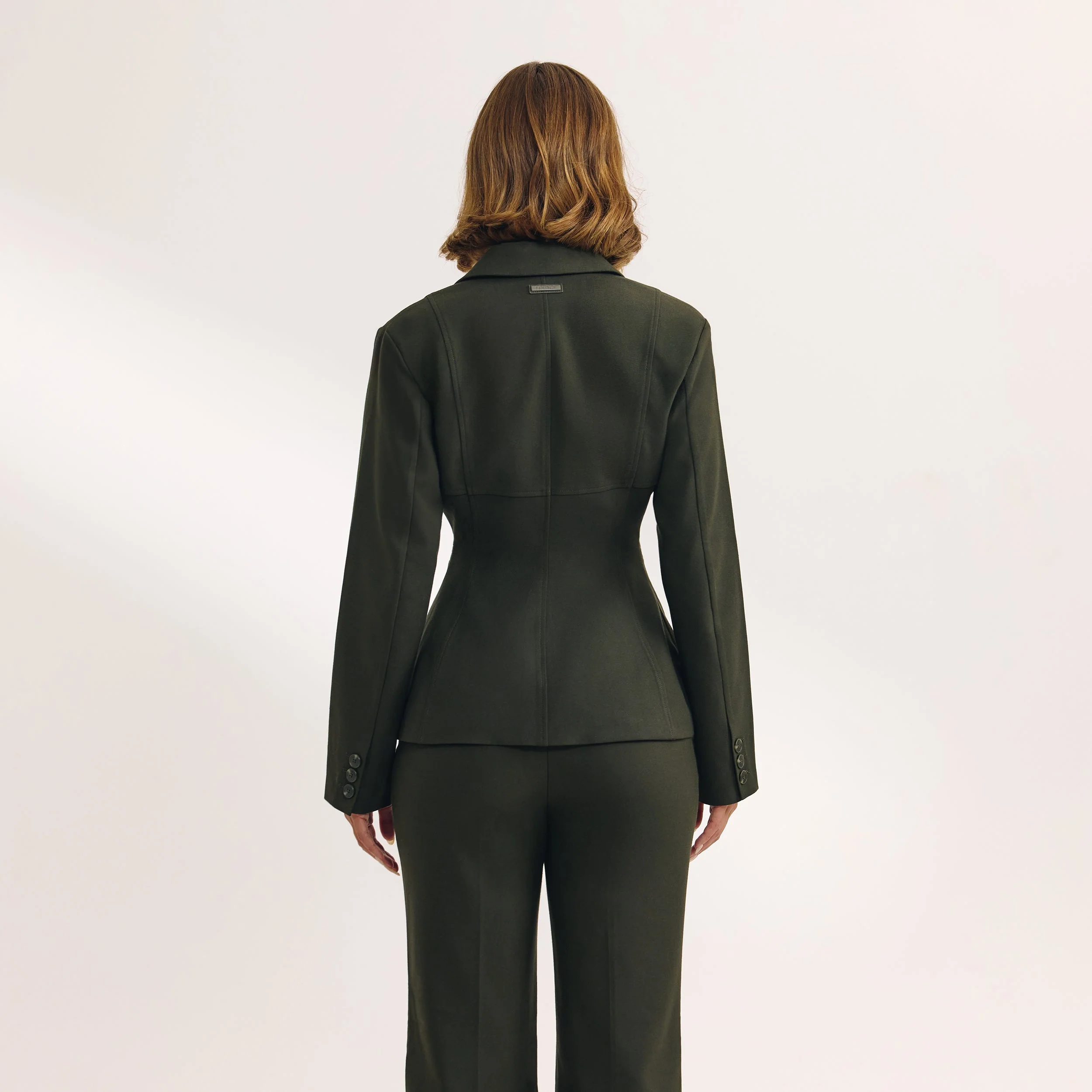 Seam Detail Fitted Blazer - Dark Green - Image 5