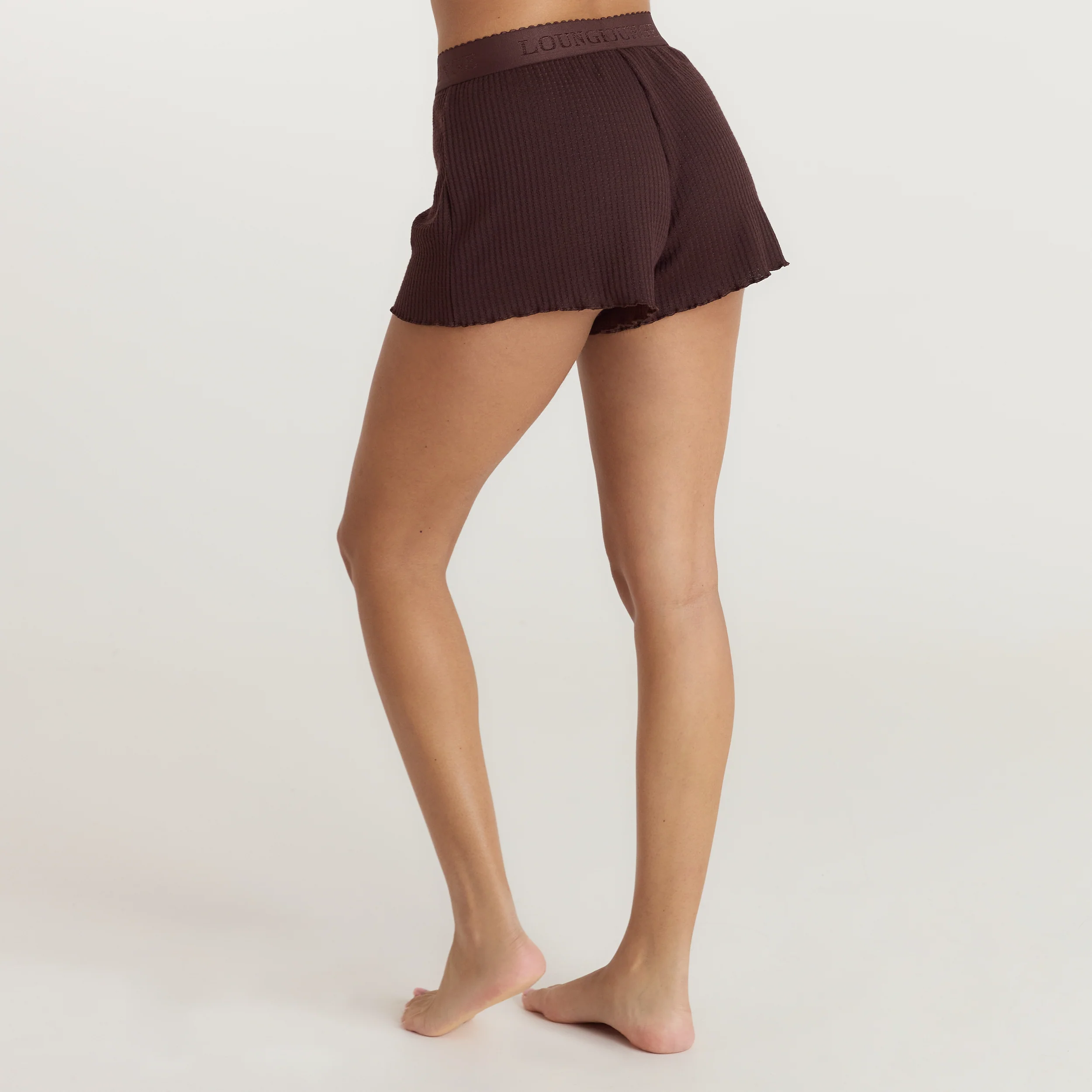 Soft Waffle Pyjama Shorts - Dark Chocolate - Image 3