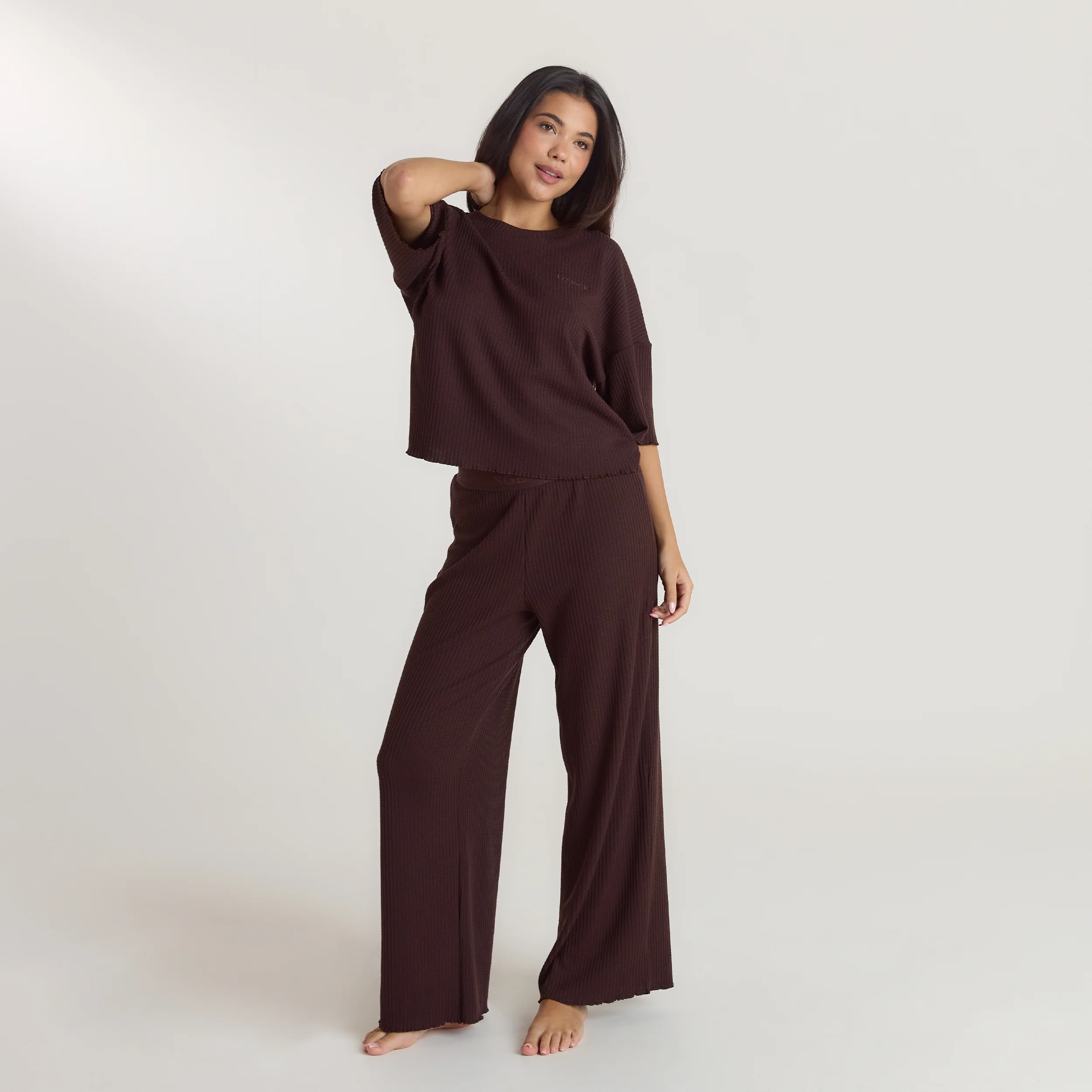 Soft Waffle Pyjama Bottoms - Dark Chocolate - Image 3