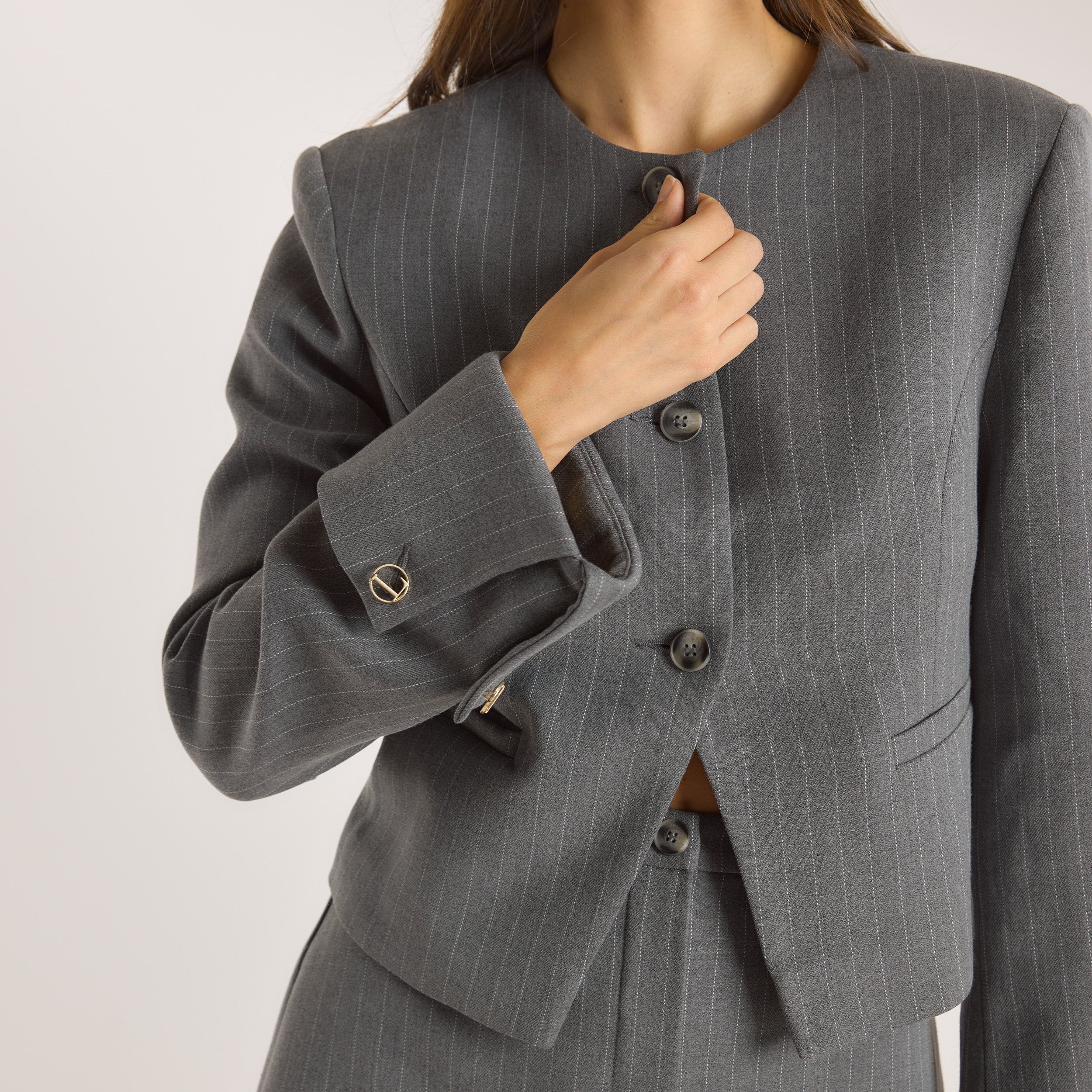 Structured Jacket - Grey Pinstripe - Image 3