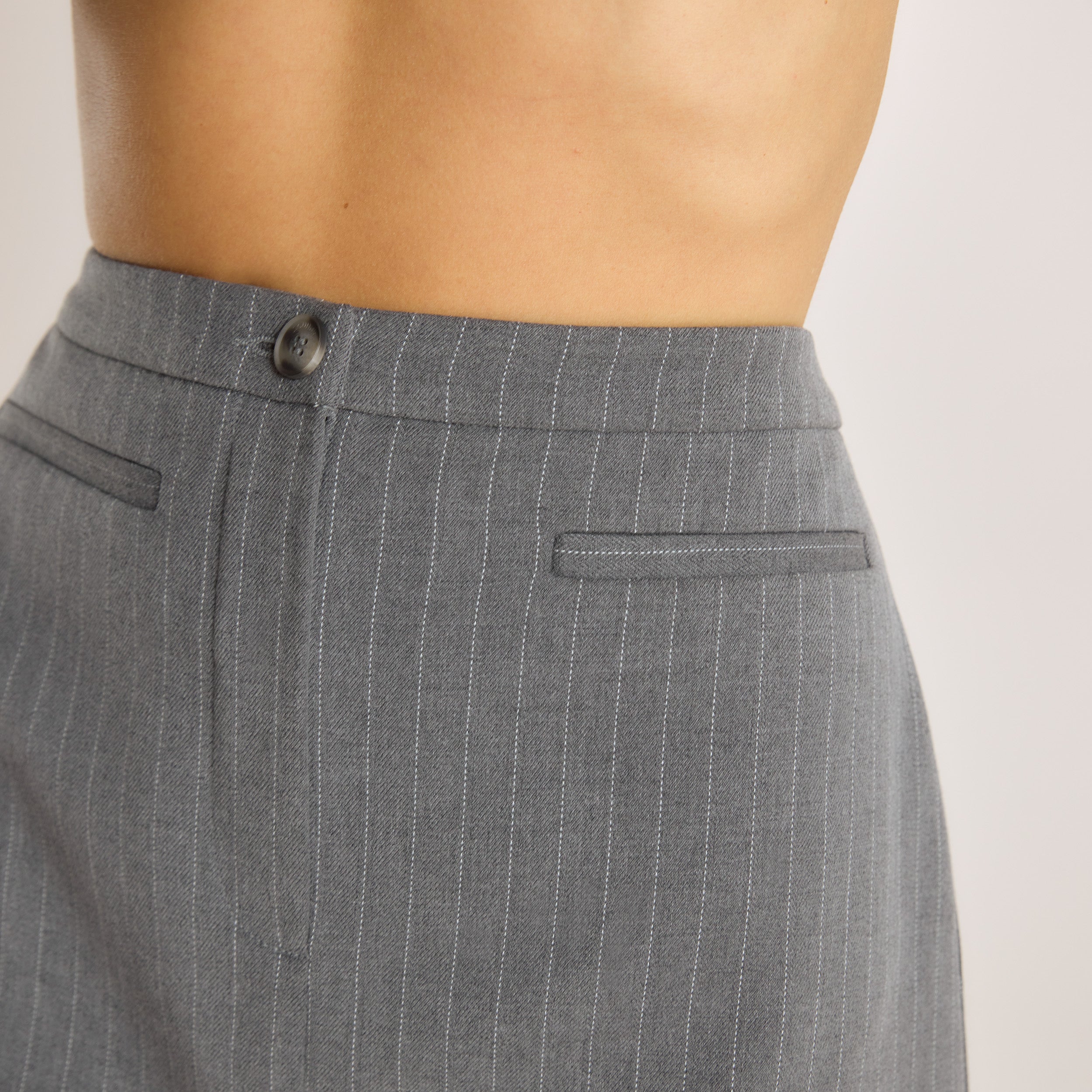 Structured Skirt - Grey Pinstripe - Image 3