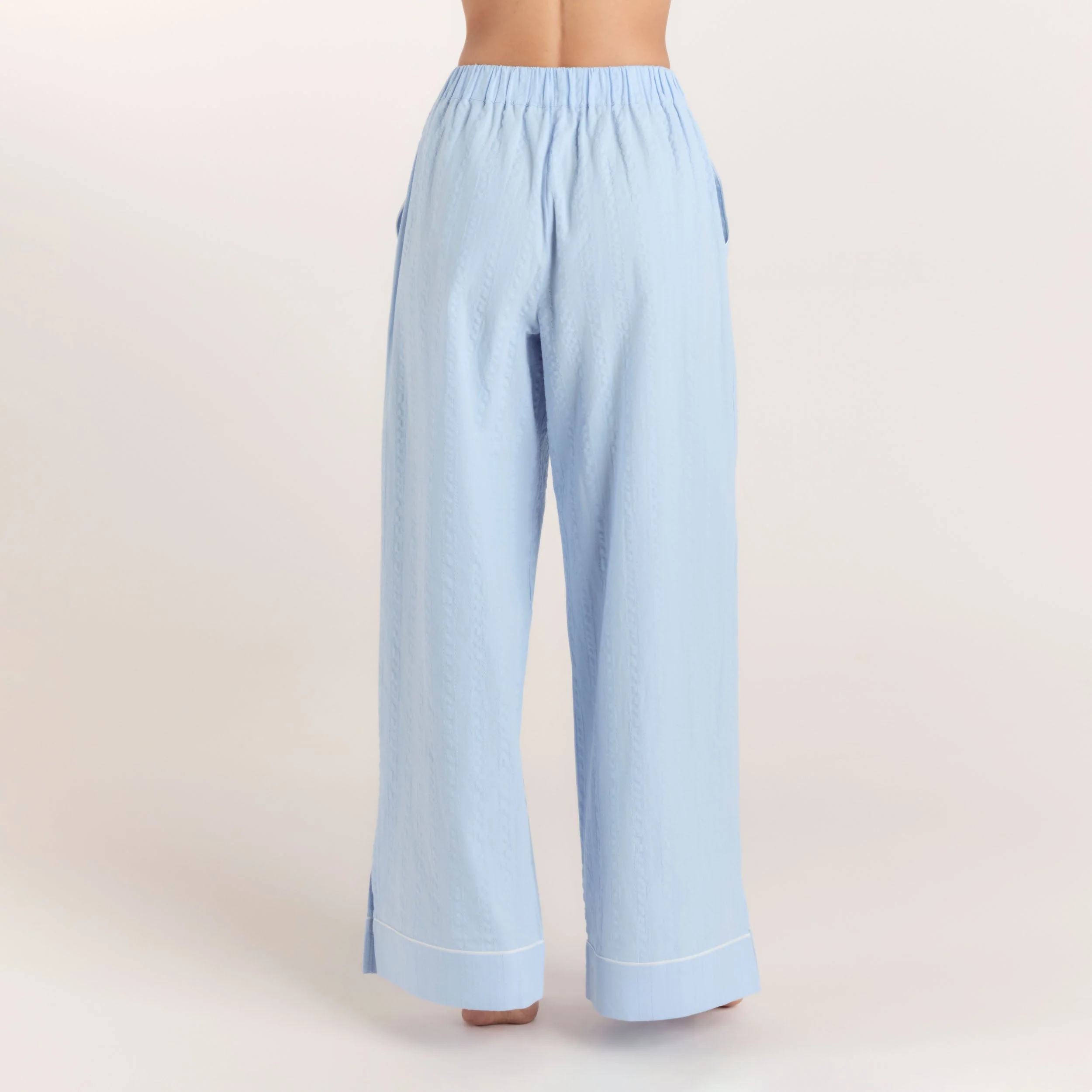 Textured Cotton Pyjama Bottoms - Blue - Image 2