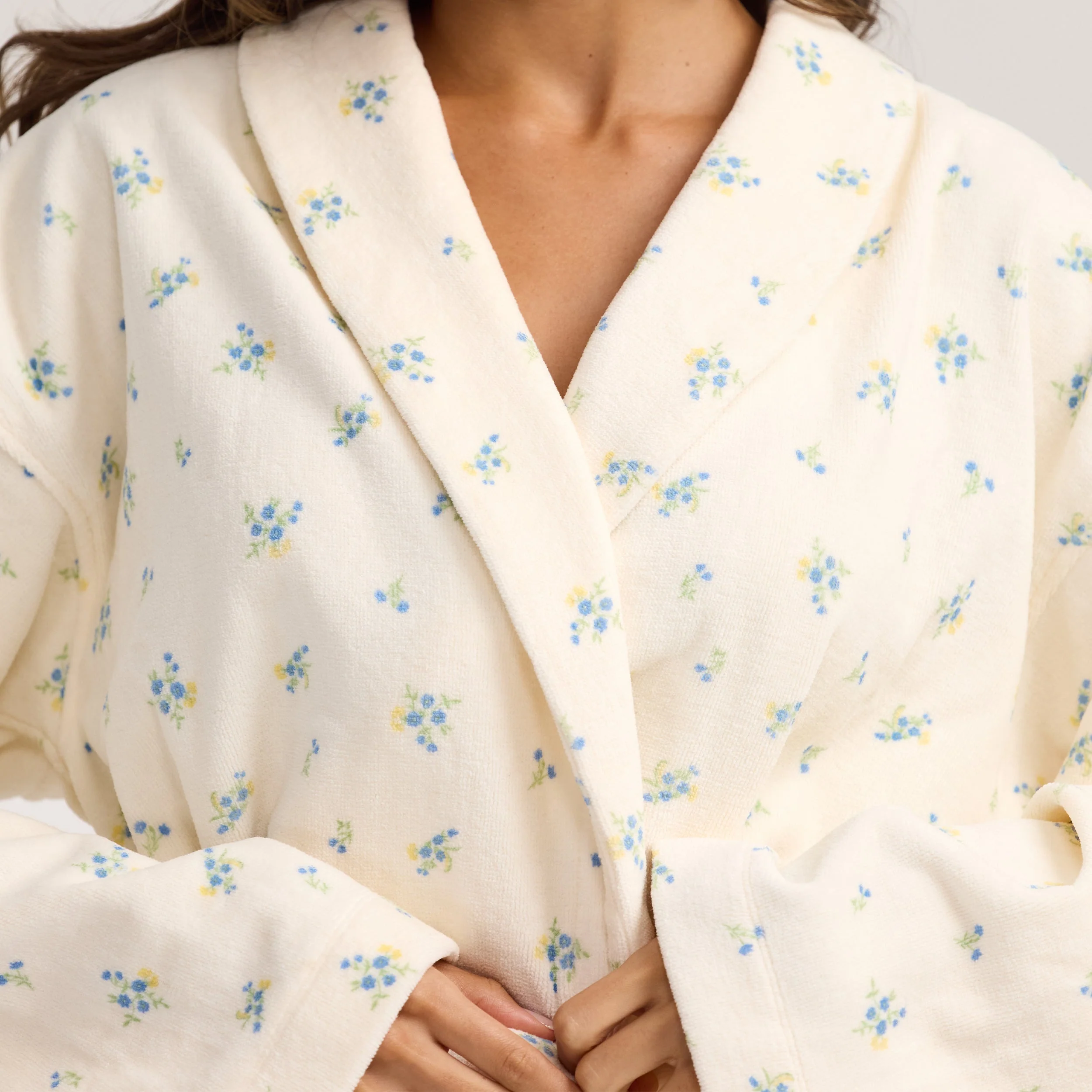 Towelling Bathrobe - Ditsy Floral Print - Image 5