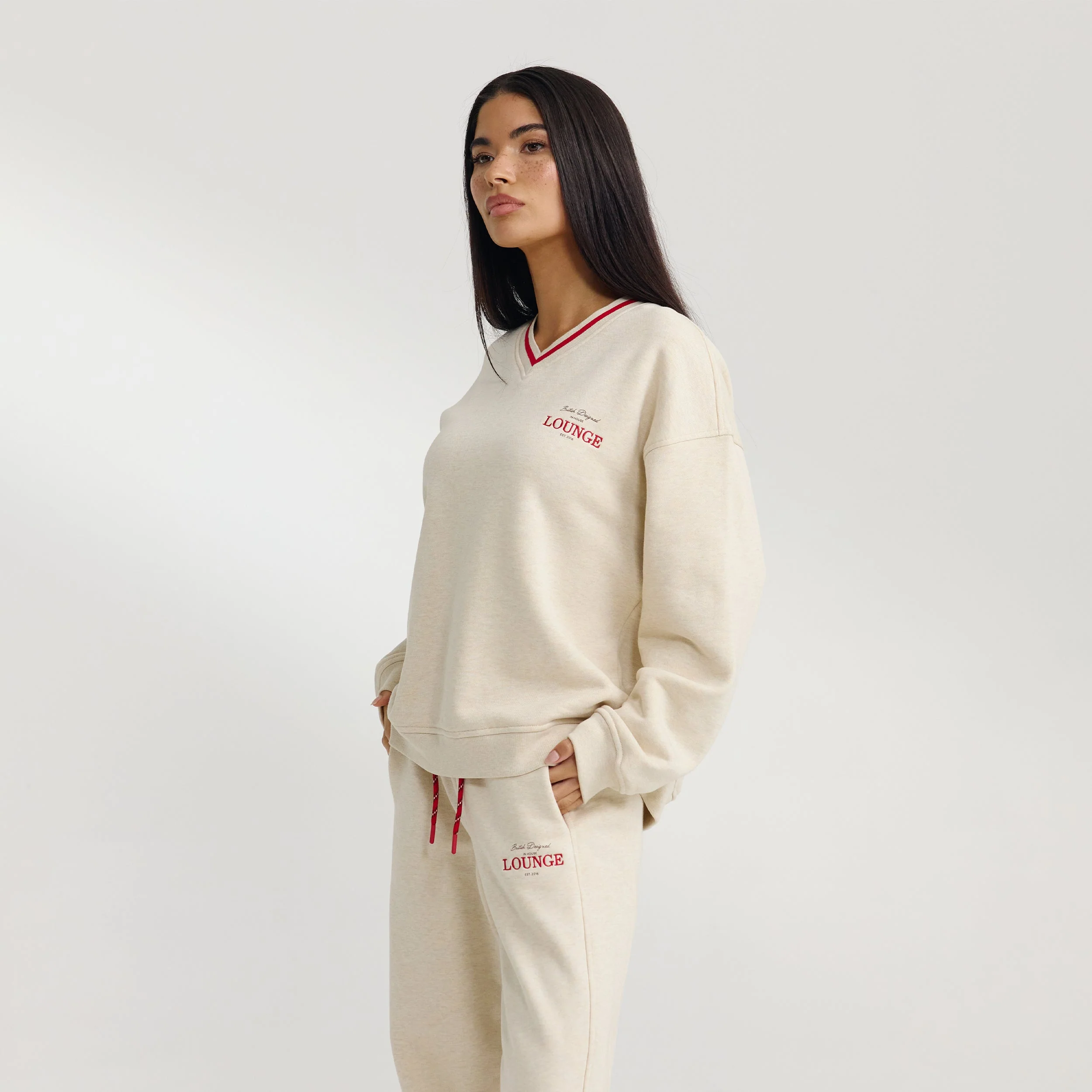 V-Neck Jumper - Oat Marl - Image 4