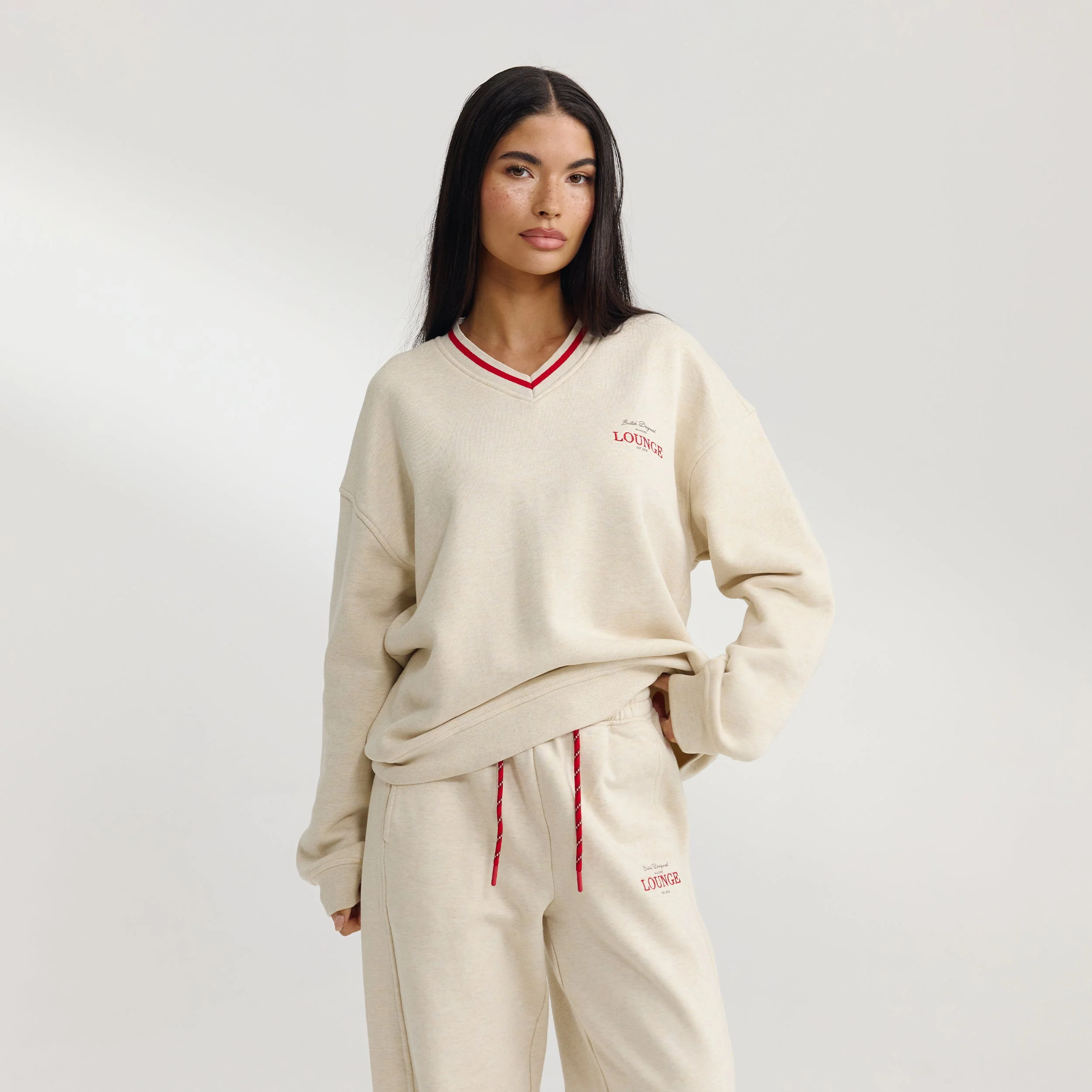 V-Neck Jumper - Oat Marl - Image 5