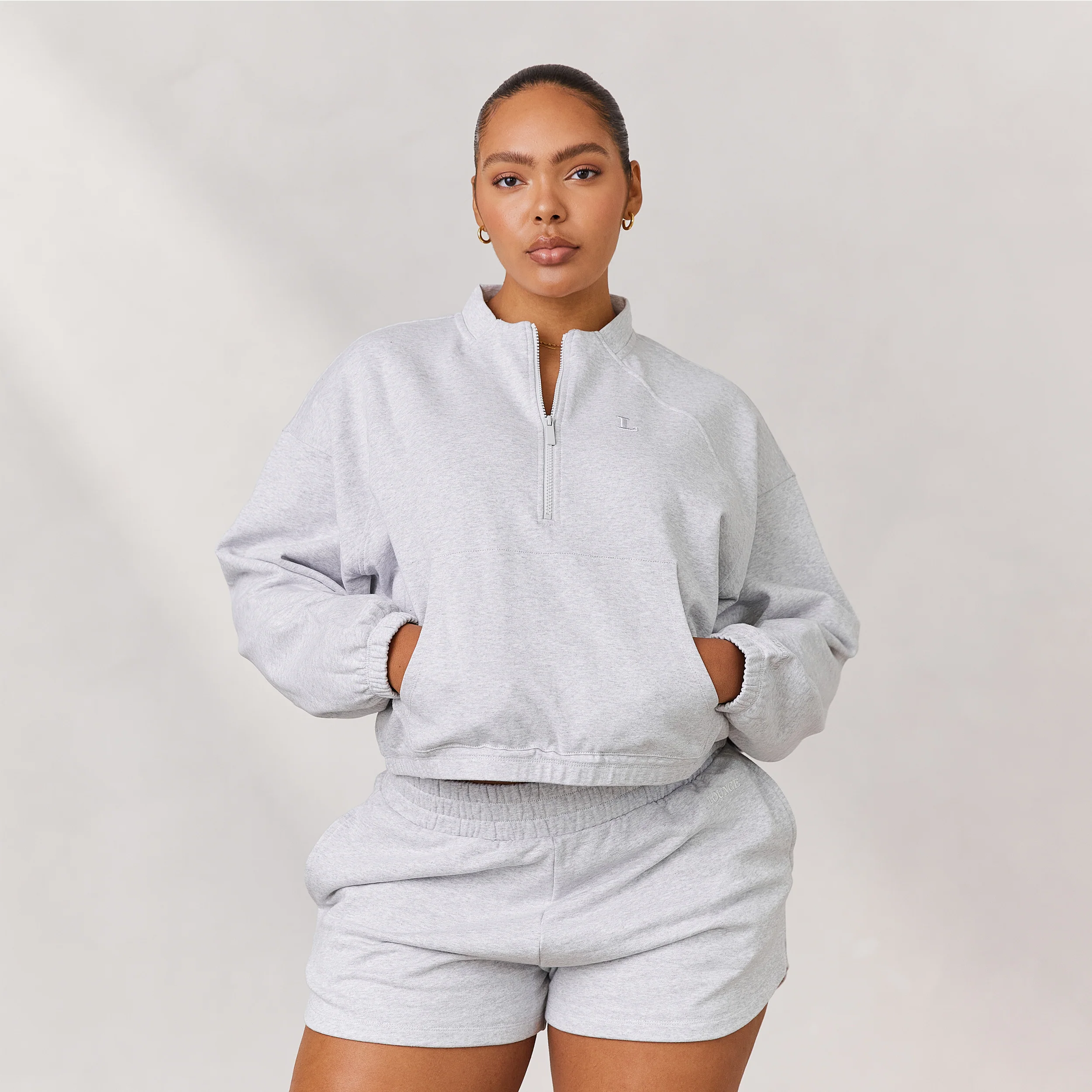 Varsity Quarter Zip Jumper - Frost Melange - Image 3