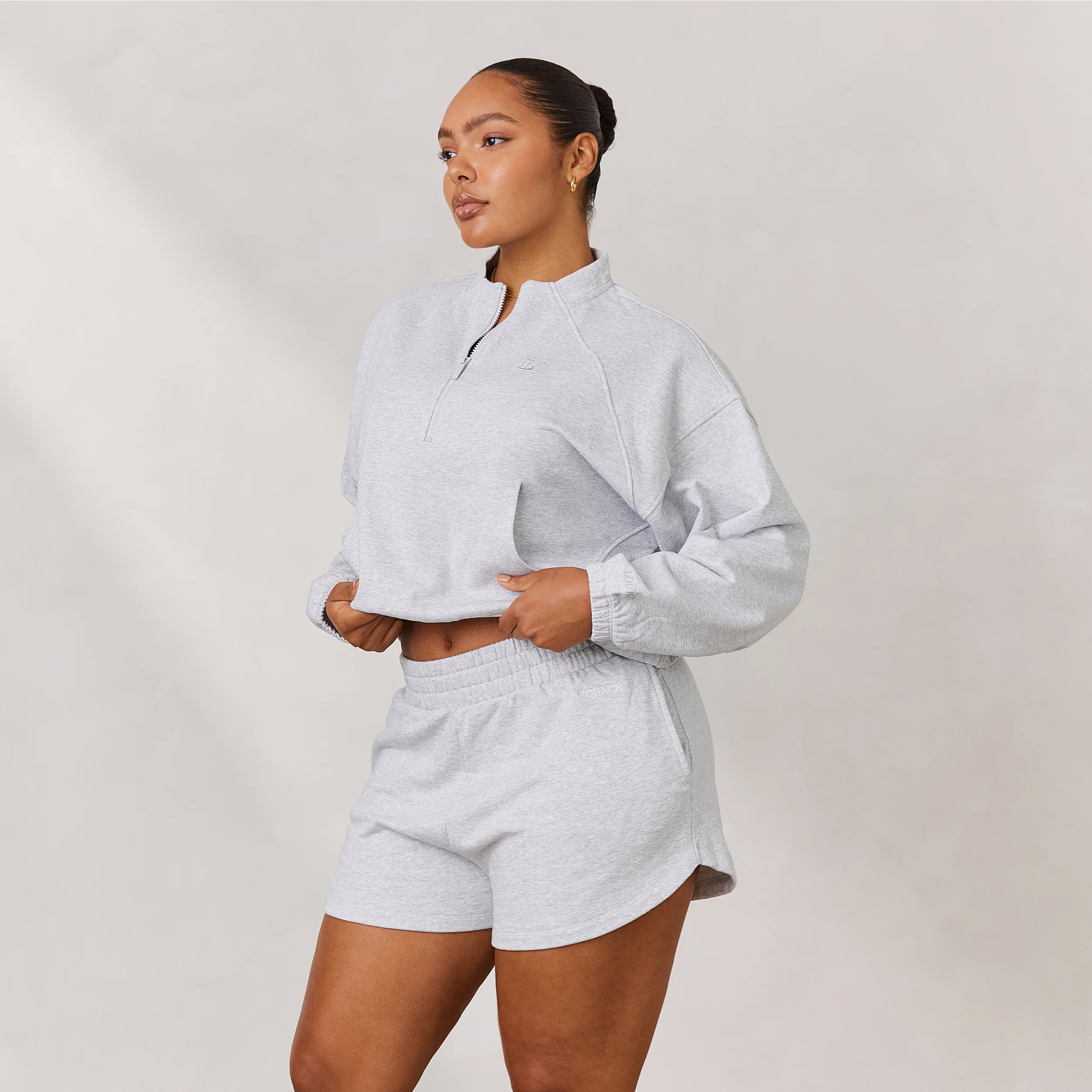 Varsity Quarter Zip Jumper - Frost Melange - Image 6