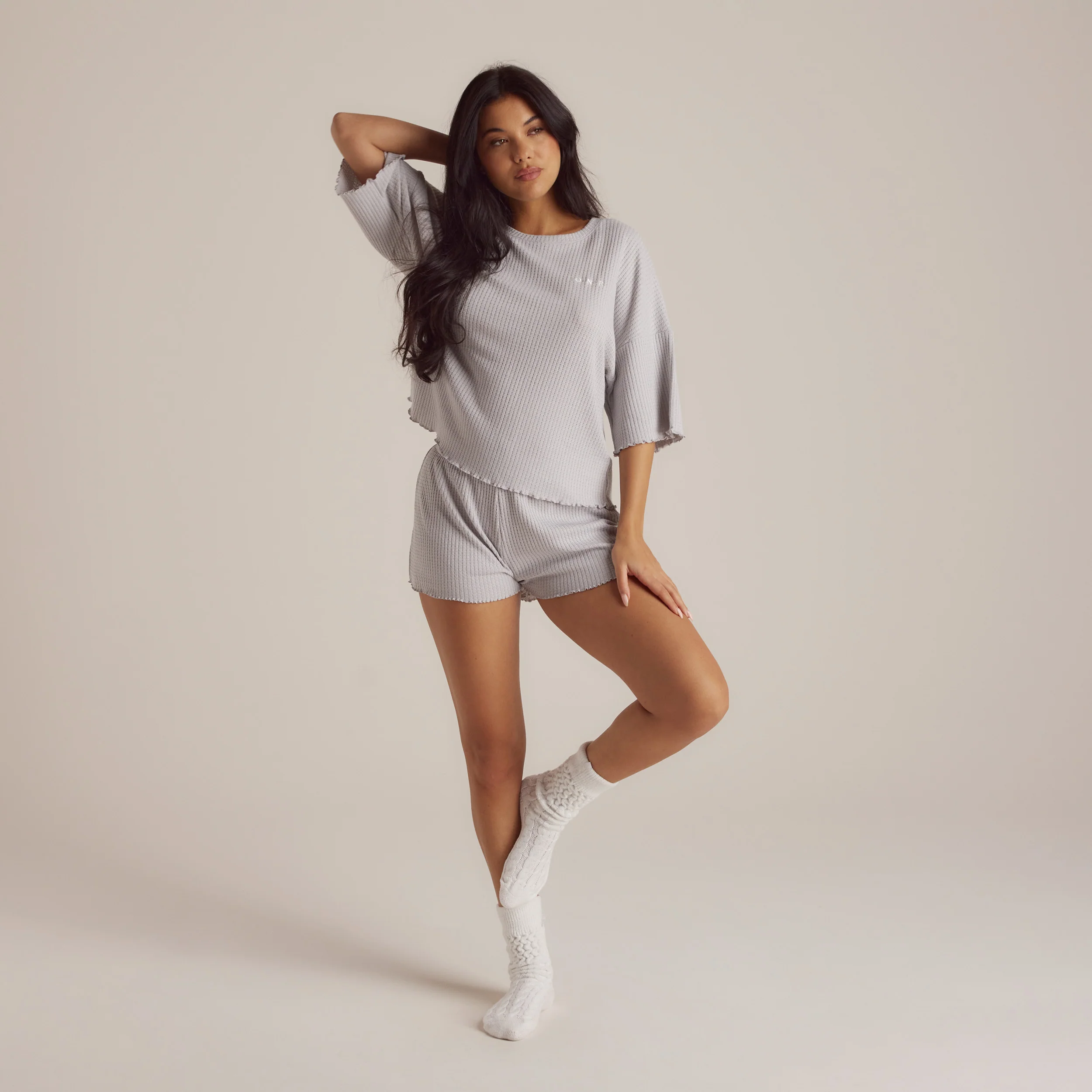 Soft Waffle Pyjama Shorts - Frost - Image 3