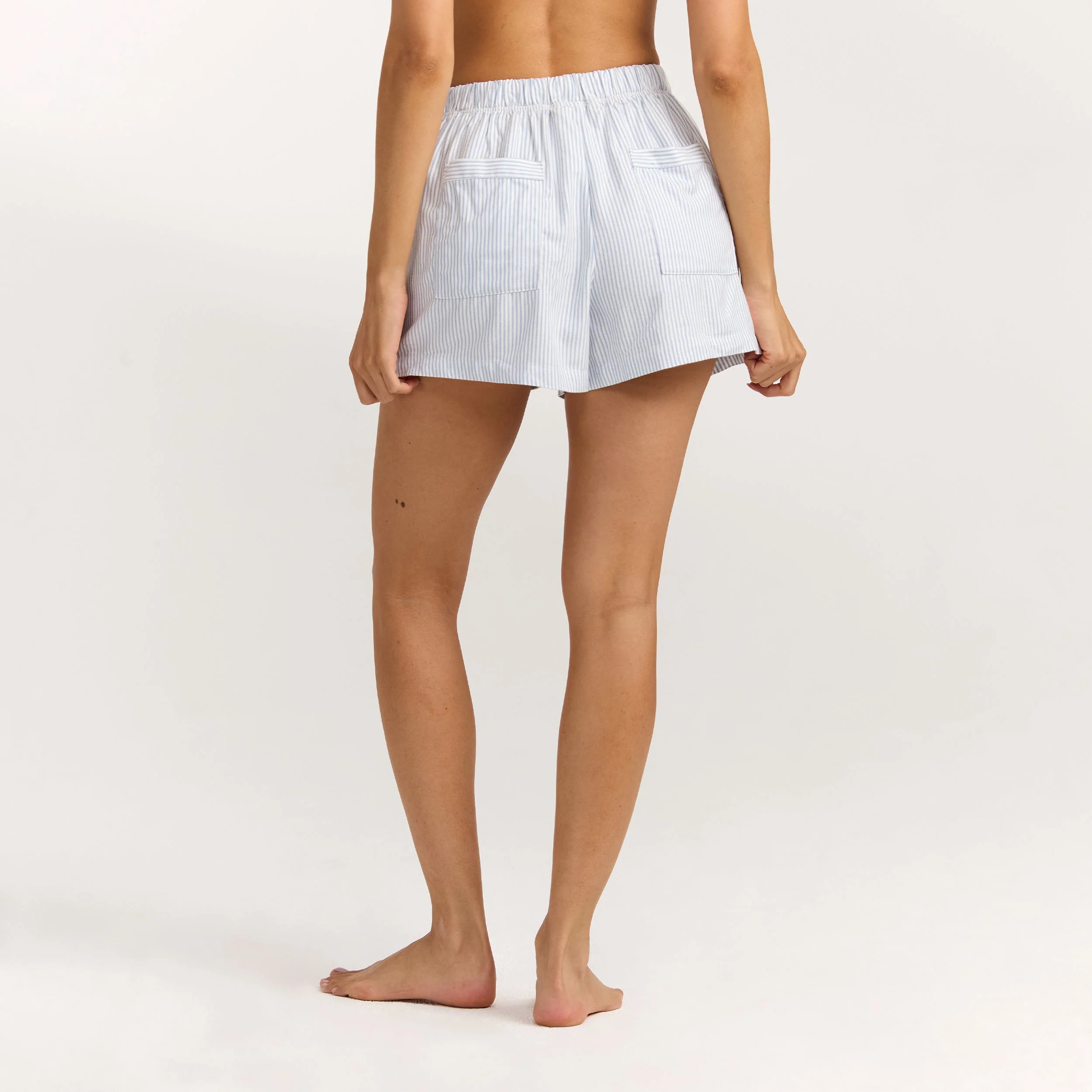 Woven Stripe Pyjama Shorts - Blue Stripe - Image 5
